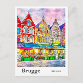 Brugge Belgium Reisen Wasserfarbenhandzeichnung Postkarte (Vorderseite)