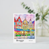 Brugge Belgium Reisen Wasserfarbenhandzeichnung Postkarte (Stehend Vorderseite)