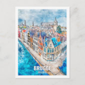 Brugge Belgium Travel Place Watercolor Postkarte (Vorderseite)