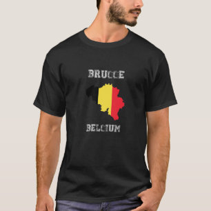 Brugge Belgium Vintag Belgium Flag Map Design Pre T-Shirt