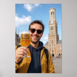 Brügge-Bier-Verkostungs-Urlaubsszene-Poster Poster