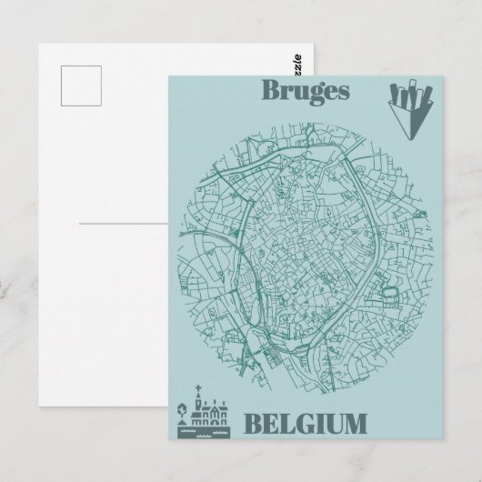 Brügge Map Postkarte (Vorne/Hinten)