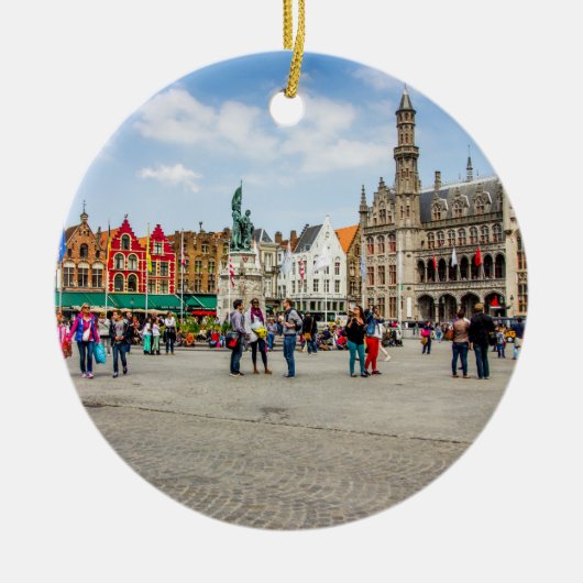 Brügge-Marktplatz-Fotografie Keramikornament (Vorne)