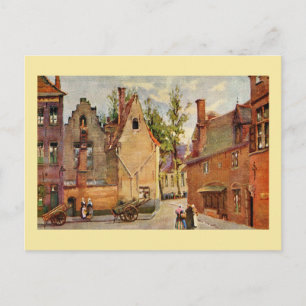 Brügge Place des Tanneurs Lithografie Aquarell Postkarte
