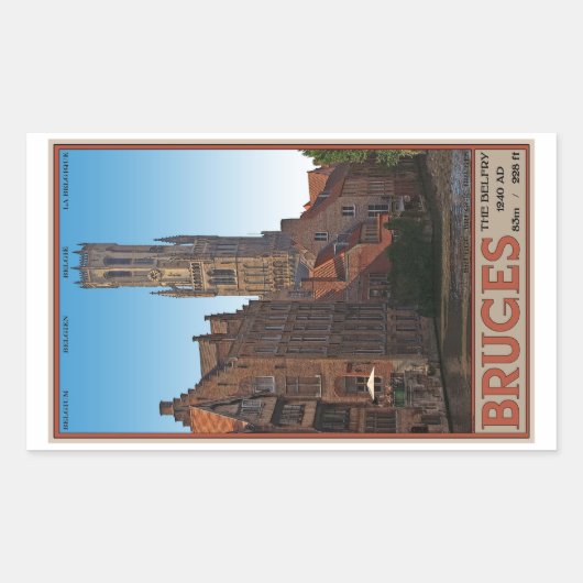 Brugge - The Belfry Rechteckiger Aufkleber (Vorderseite)