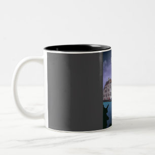 Brügge Vintage Minimal Belgien Reiseplakat bei Ni Zweifarbige Tasse