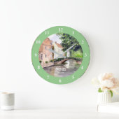 Brügge Wasserfarbenmalerei von Farida Greenfield Große Wanduhr (Zuhause)