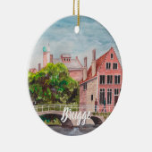 Brügge Wasserfarbenmalerei von Farida Greenfield Keramik Ornament (Rechts)