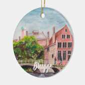 Brügge Wasserfarbenmalerei von Farida Greenfield Keramik Ornament (Links)