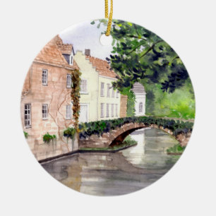 Brügge Wasserfarbenmalerei von Farida Greenfield Keramik Ornament