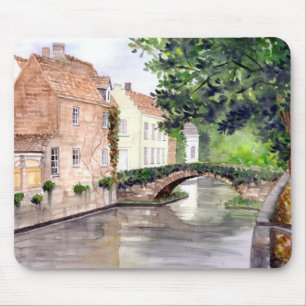 Brügge Wasserfarbenmalerei von Farida Greenfield Mousepad