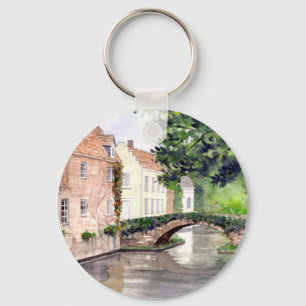 Brügge Wasserfarbenmalerei von Farida Greenfield Schlüsselanhänger