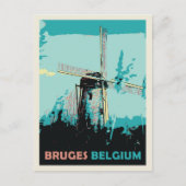 Brügge Windmühle Illustration Belgien Postcard Postkarte (Vorderseite)