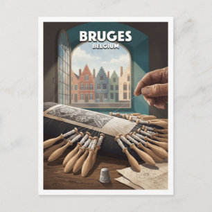 Brügger Spitzenwerkstatt Fensterdetail Belgien Rei Postkarte