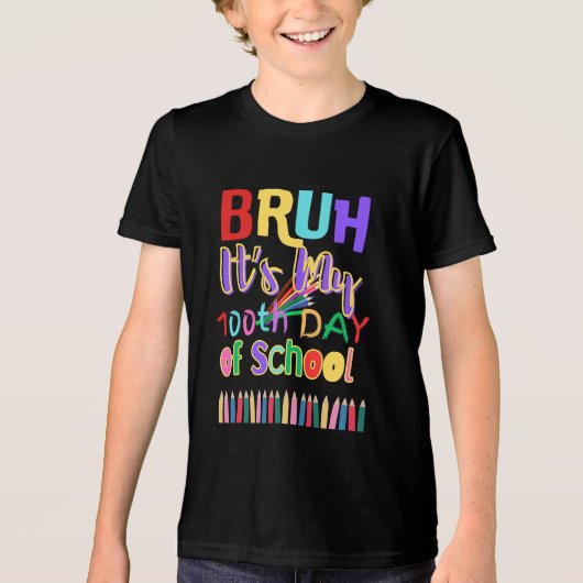 Bruh 100. Schultag Tri-Blend Shirt (Vorderseite)