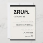 Bruh 12th Birthday Invitation Teens Boy Party Einladung (Vorderseite)