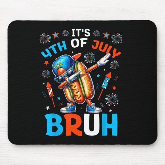 Bruh 4. Juli Jungs Kinder Hotdog Funny 4. Mousepad (Vorne)