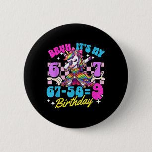 Bruh 67-589 9. Geburtstag Einhorn Dabbing Mädchen Button