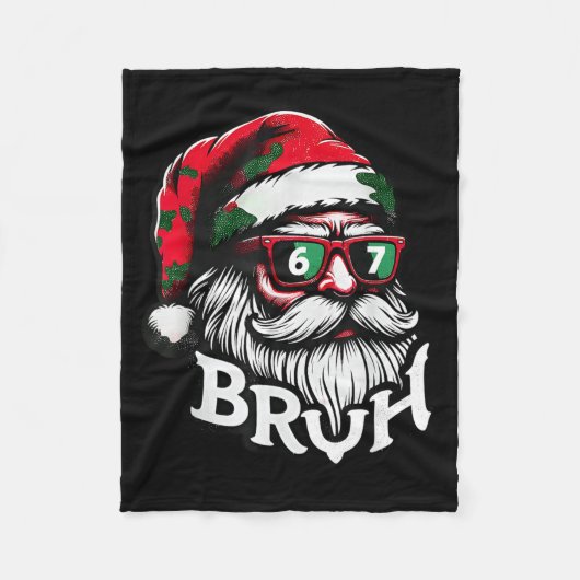 Bruh 67 Christmas Funny Six Seven Meme Santa Claus Fleecedecke (Vorderseite)