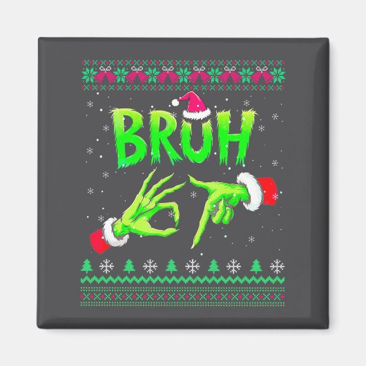 Bruh 67 Christmas Ugly Sweater Six Seven Meme 6 7  Magnet (Vorne)