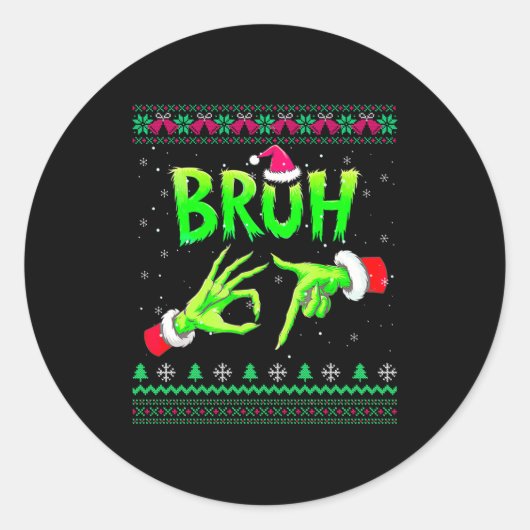 Bruh 67 Christmas Ugly Sweater Six Seven Meme 6 7 Runder Aufkleber (Vorderseite)