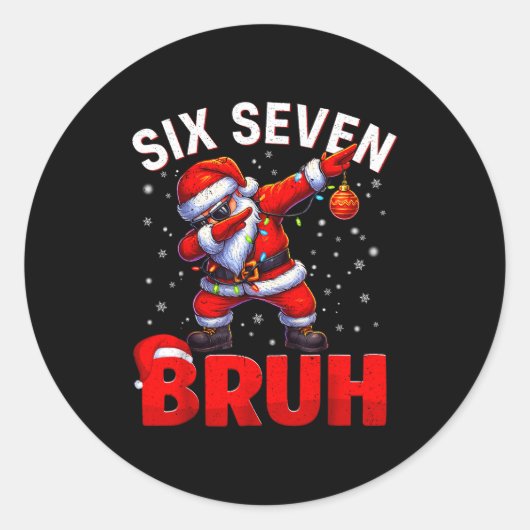 Bruh 67 Dabbing Santa Funny Meme Six Seven Christm Runder Aufkleber (Vorderseite)