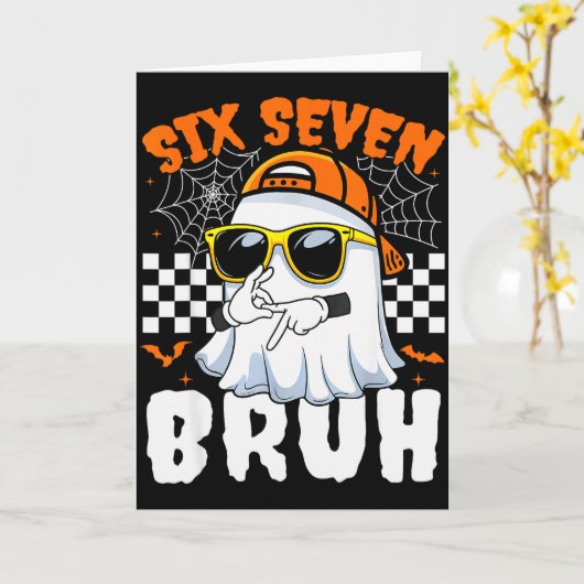Bruh 67 Halloween Funny Six Seven Meme Brainrot Gh Karte (Gelbe Blume)