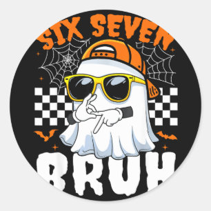 Bruh 67 Halloween lustig sechs sieben Meme Gehirnv Runder Aufkleber