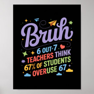 Bruh 67 Lehrer Meme Lustiger Schulwitz  Poster