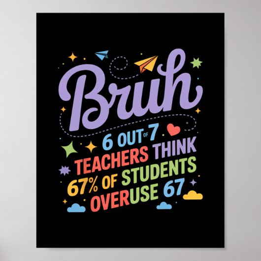 Bruh 67 Lehrer Meme Lustiger Schulwitz  Poster (Vorne)