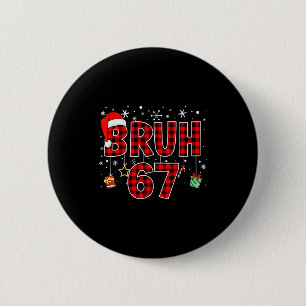 Bruh 67 Meme Lustiger Weihnachten Rot Kariert Xmas Button
