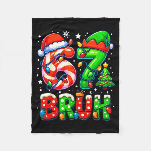 Bruh 67 Six Seven 6 7 Meme Christmas Funny Boy Gir Fleecedecke (Vorderseite)