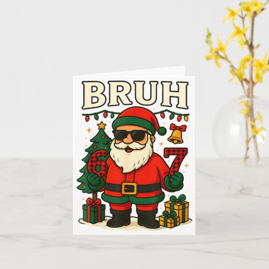 Bruh 67 Six Seven 6 7 Meme Christmas Santa Pajamas Karte (Gelbe Blume)
