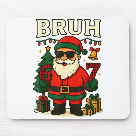 Bruh 67 Six Seven 6 7 Meme Christmas Santa Pajamas Mousepad (Vorne)