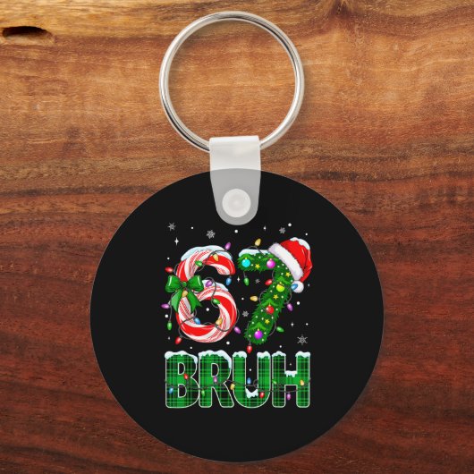 Bruh 67 Six Seven 6 7 Meme Christmas Tree Candy Ca Schlüsselanhänger (Vorderseite)