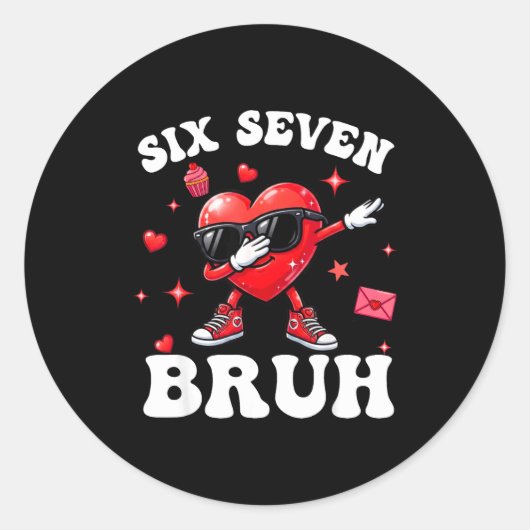 Bruh 67 Six Seven Meme Dab Heart Boys Kids Valenti Runder Aufkleber (Vorderseite)
