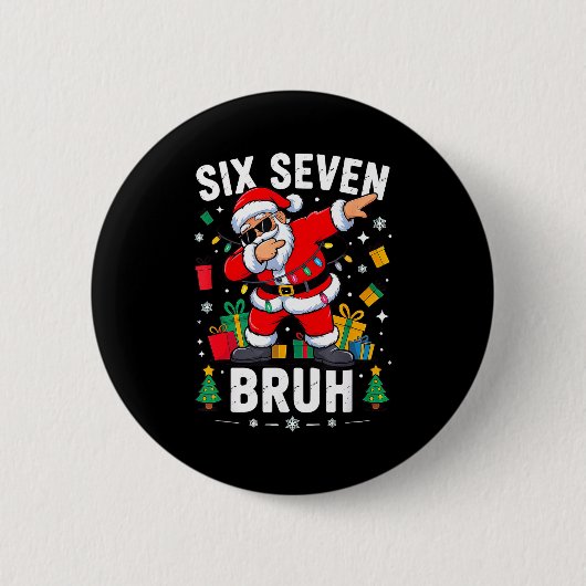 Bruh 67 Six Seven Santa Dabbing Christmas Button (Vorderseite)