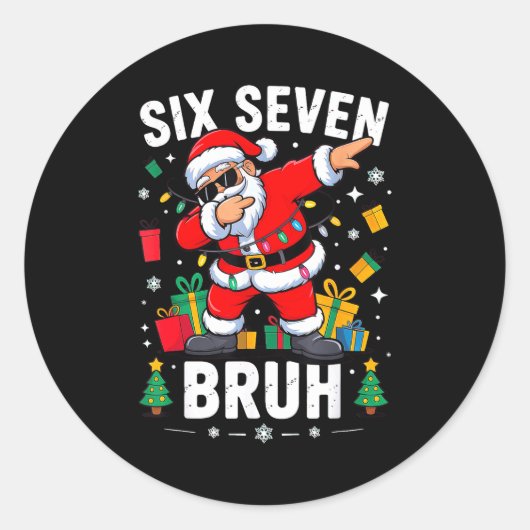 Bruh 67 Six Seven Santa Dabbing Christmas  Runder Aufkleber (Vorderseite)