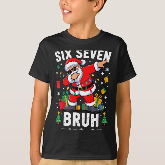Bruh 67 Six Seven Santa Dabbing Christmas T-Shirt (Vorderseite)