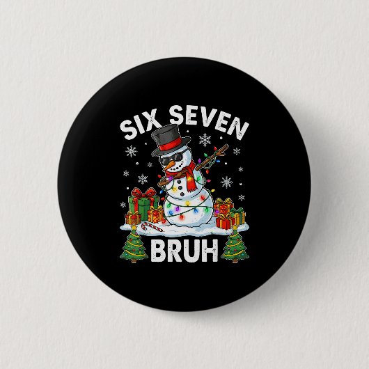Bruh 67 Six Seven Snowman Dabbing Christmas 6 7 Bo Button (Vorderseite)