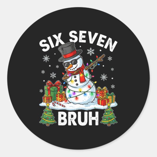 Bruh 67 Six Seven Snowman Dabbing Christmas 6 7 Bo Runder Aufkleber (Vorderseite)