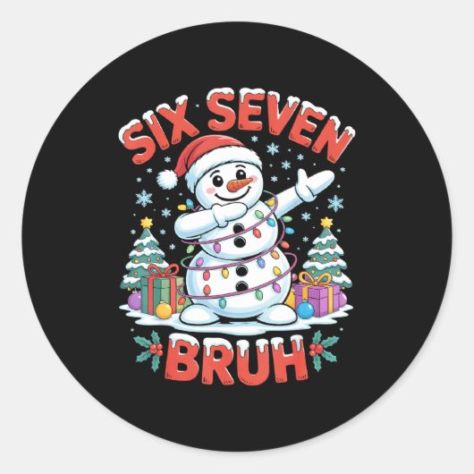 Bruh 67 Six Seven Snowman Dabbing Christmas Shirts Runder Aufkleber (Vorderseite)