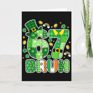 Bruh 67 St. Patrick’s Day Grafik mit Shamrocks An Karte