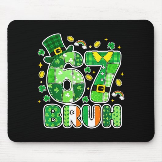 Bruh 67 St. Patrick’s Day Grafik Mit Shamrocks An Mousepad (Vorne)