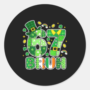 Bruh 67 St. Patrick’s Day Grafik Mit Shamrocks An Runder Aufkleber