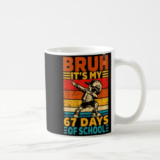 Bruh 67th Day Of School Shirt 67 Days Teacher Boy  Kaffeetasse (Rechts)