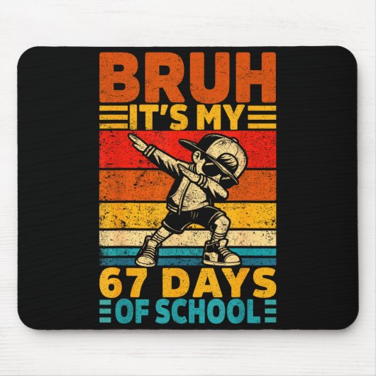 Bruh 67th Day Of School Shirt 67 Days Teacher Boy Mousepad (Vorne)