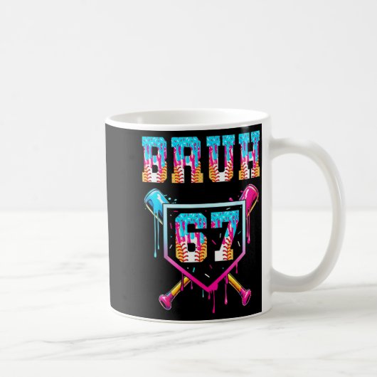 Bruh Baseball Ice Cream Drip Number 67 Player 67th Kaffeetasse (Rechts)