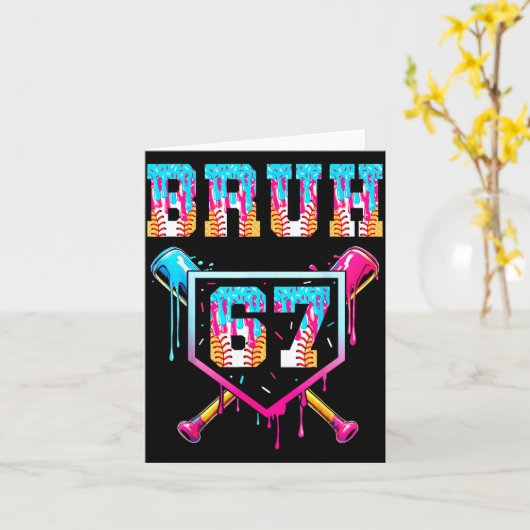 Bruh Baseball Ice Cream Drip Number 67 Player 67th Karte (Gelbe Blume)