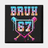 Bruh Baseball Ice Cream Drip Number 67 Player 67th Magnet (Vorne)